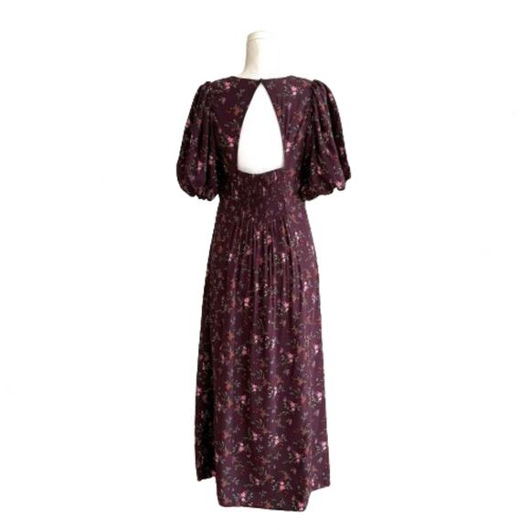 Old Navy Maxi Dress Purple Plum Floral Short Puff Sleeve Shift Dress Medium NEW - Picture 7 of 12